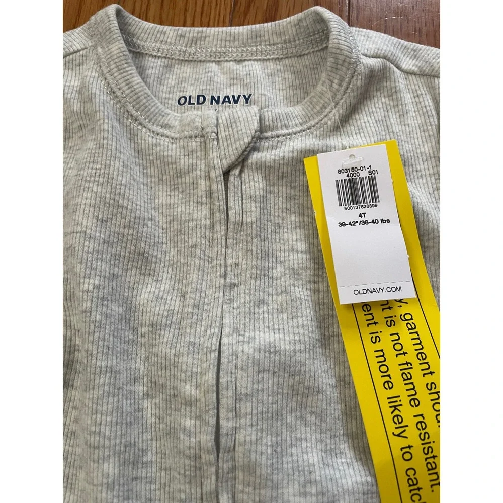 Old Navy Toddler Kids Gray Ribbed Knit Footed Pajamas  4T NWT 803150-01-1